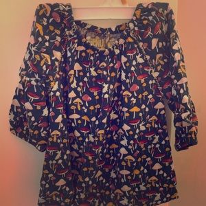 Mushroom print toddler peasant shirt